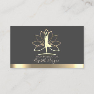 Lotus, Gold Frauen Silhouette, Yoga-Lehrerin Visitenkarte