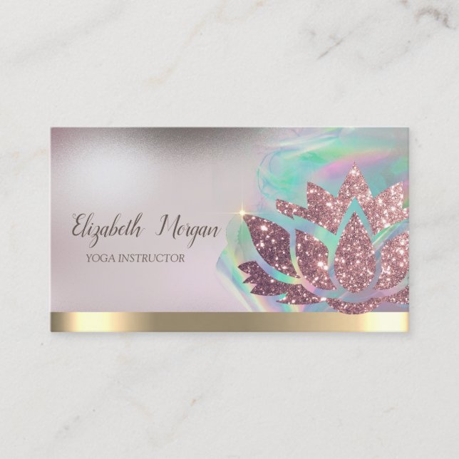 Lotus Gold Stripe Holographic Ink Yoga Visitenkarte (Vorderseite)