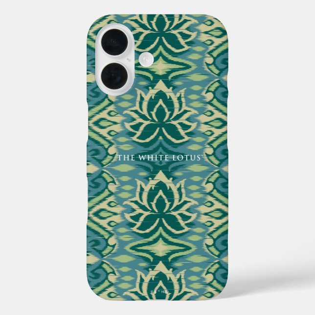 Lotus Ikat Muster - Der weiße Lotus iPhone 16 Hülle (Rückseite)