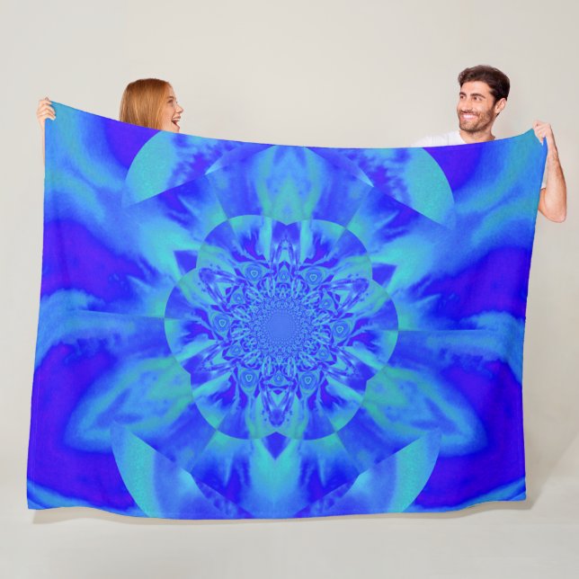 Lotus in Blue Satin Fleece Blanket (Beispiel)