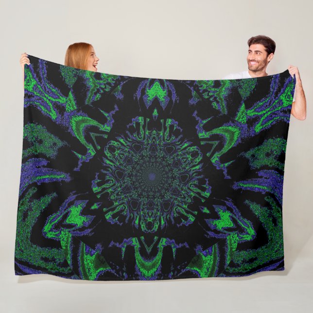 Lotus in Green und Blue Satin Fleece Blanket (Beispiel)