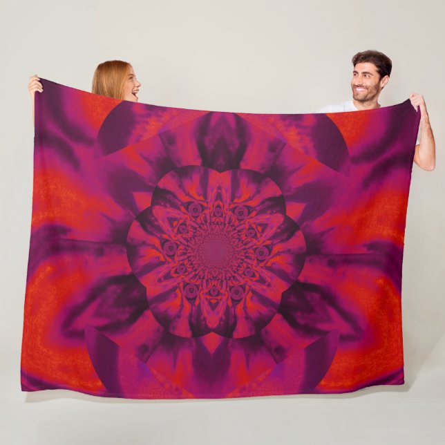 Lotus in Red Satin Fleece Blanket (Beispiel)