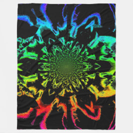 Lotus in Schwarz und Regenbogen Satin Fleece Blank