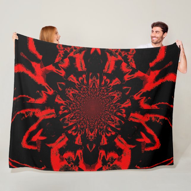 Lotus in Schwarz und Rot-Satin Fleece Blanket (Beispiel)