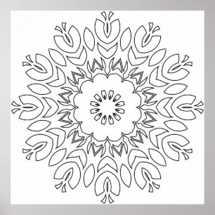 Lotus-Inspirierte Mandala mit fließenden organisch Poster