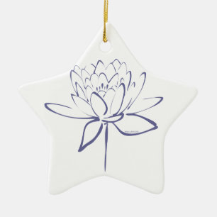 Lotus-Kalligraphie (blau) Keramik Ornament