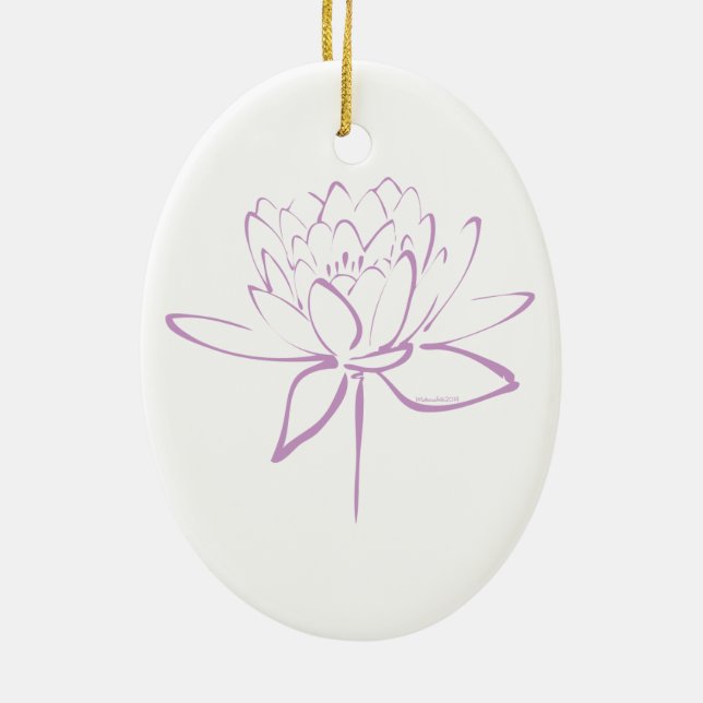 Lotus-Kalligraphie (Lavendel) Keramik Ornament (Hinten)