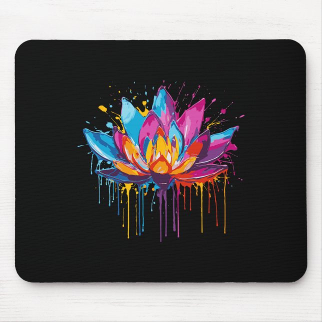 Lotus Kunst, Farbspritzer, Yoga  Mousepad (Vorne)