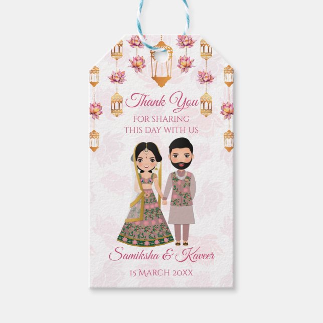 Lotus lanterns Indianerhochzeit personalisiert Geschenkanhänger (Vorderseite)