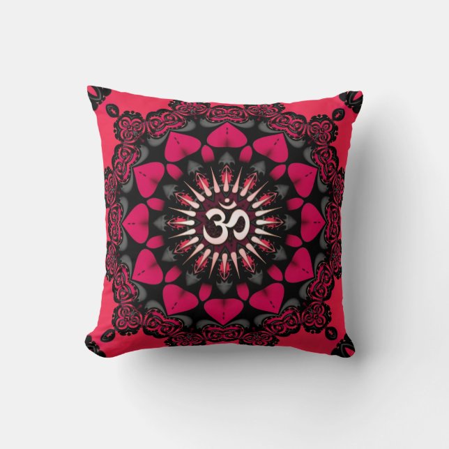 Lotus Liebe OM Mandala Rosa Kissen / Kissen (Vorderseite)