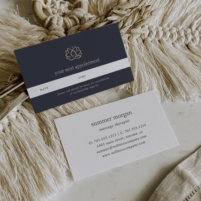 Lotus-Logo für Navy und Gold | Wellness Massage We Terminkarte (Von Creator hochgeladen)