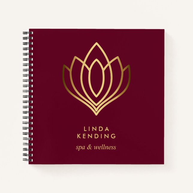 Lotus-Logo | RUBY RED | Personalisiert Monogramm Notizbuch (Vorderseite)