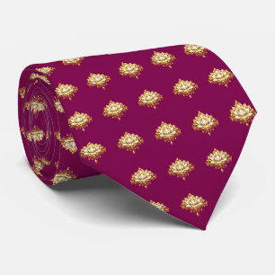 Lotus Magenta Gold Muster Luxus-Indische Hochzeit Krawatte