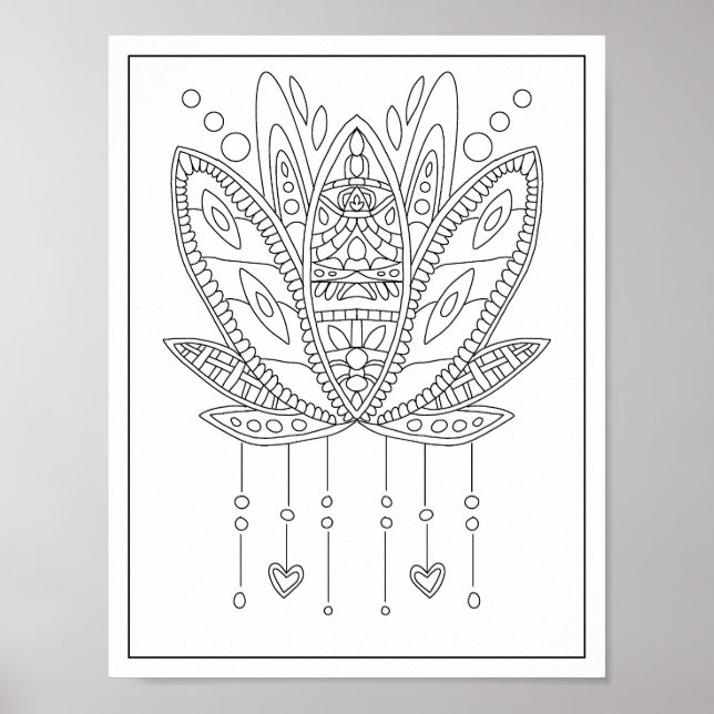 Lotus Mandala Adult Coloring Poster (Vorne)