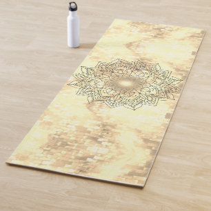 Lotus Mandala auf Gold Shimmery Brick Yogamatte