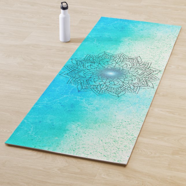 Lotus Mandala auf Speckled Turquoise Mat Yogamatte (Beispiel)