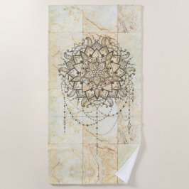 Lotus Mandala auf Tan Marble Strandtuch