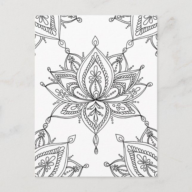 Lotus Mandala Blumenmuster Erwachsene Farbgebung Postkarte (Vorderseite)