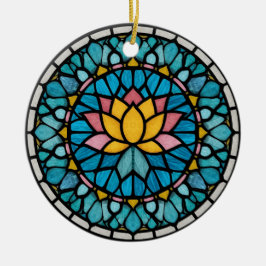 Lotus-Mandala-Buntglas Keramik Ornament