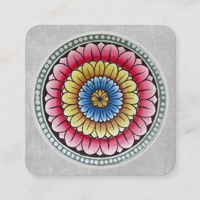 Lotus Mandala Business Card Quadratische Visitenkarte (Vorderseite)