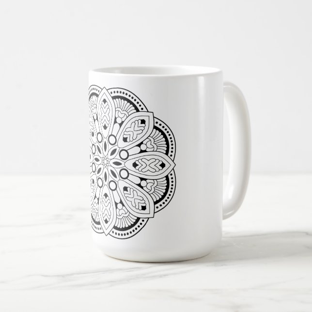 Lotus Mandala Design Kaffeetasse (VorderseiteRechts)