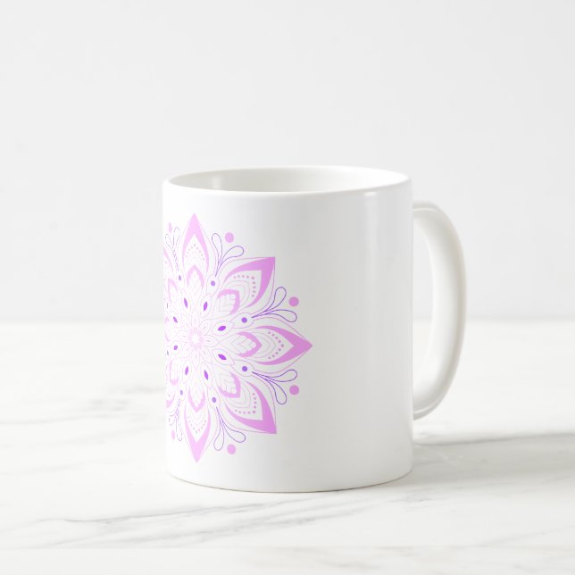 Lotus Mandala Design Kaffeetasse (VorderseiteRechts)