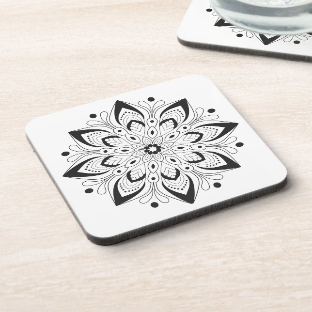 Lotus Mandala Design Kunststoff-Untersetzer Getränkeuntersetzer (Linke Seite)