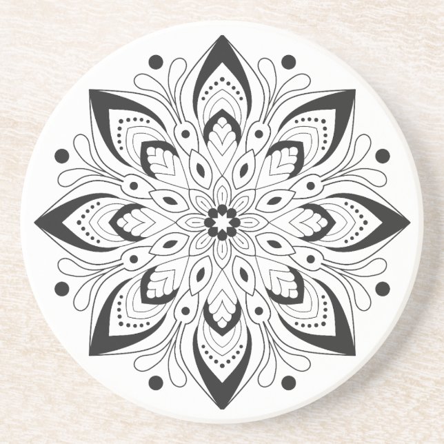 Lotus Mandala Design Sandstone Untersetzer (Vorne)