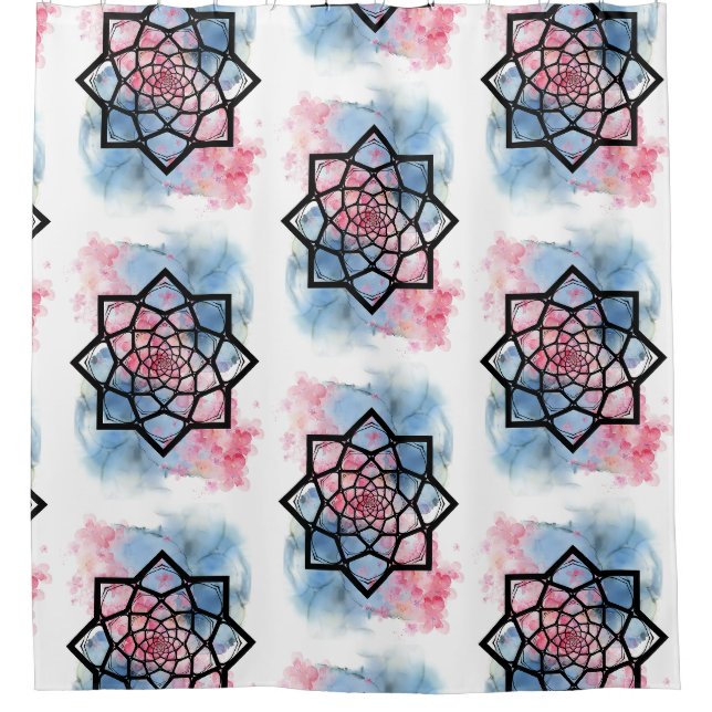 Lotus Mandala Duschvorhang (Vorderseite)