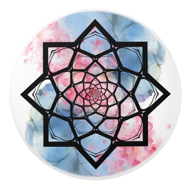 Lotus Mandala Keramikknauf (Vorderseite)