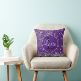 Lotus Mandala mit Silberstars auf Lila Kissen