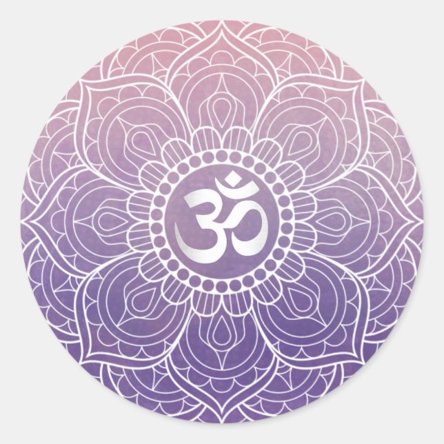 Lotus Mandala Namaste Yoga Runder Aufkleber (Vorderseite)