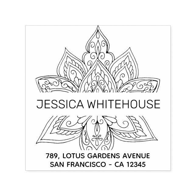 Lotus Mandala Name Rücksendeadresse Permastempel (Design)