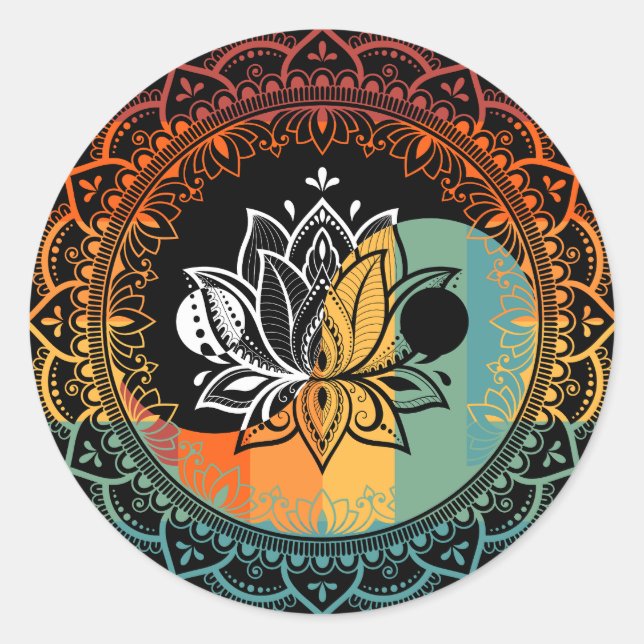 Lotus Mandala Yin Yang Sacred Geometry Spirituelle Runder Aufkleber (Vorderseite)