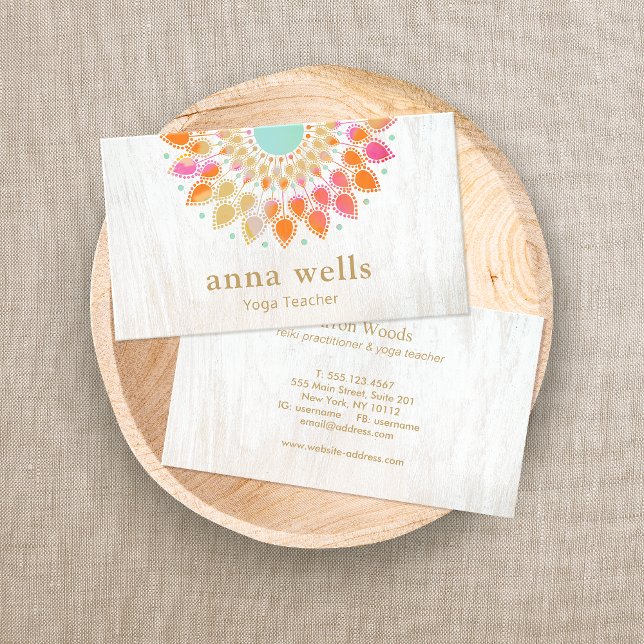 Lotus Mandala Yoga Carte de visite enseignant (Créateur téléchargé)