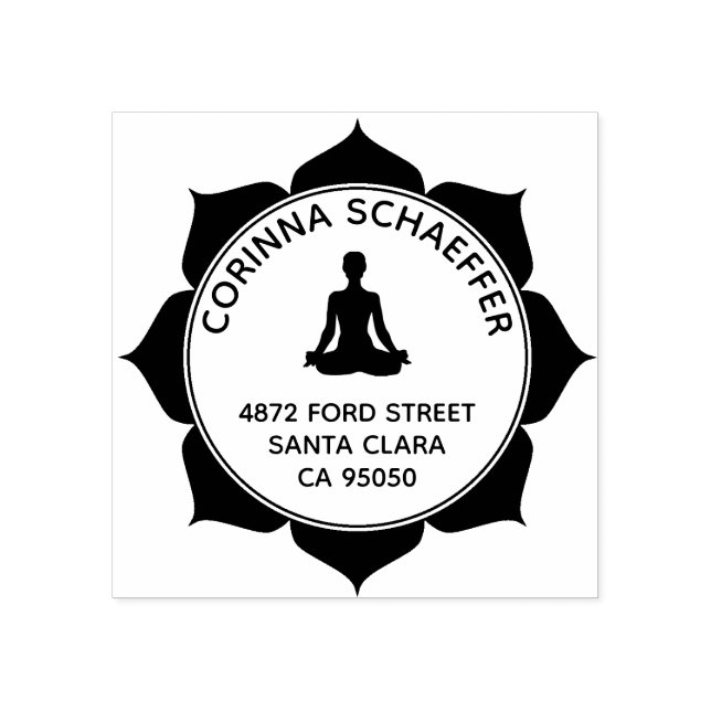 Lotus Meditation Runde Rücksendeadresse Gummi Brie Gummistempel (Prägung)