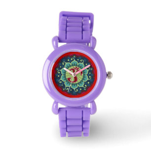 Lotus montre-bracelet rouge, bleue et turquoise