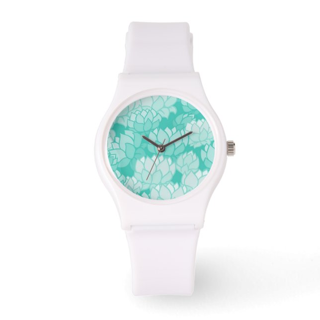 Lotus-Muster 2 Armbanduhr (Vorderseite)