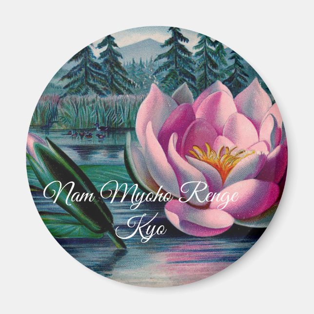 Lotus Nam Myoho Renge Kyo Buddhist Magnet (Vorne)