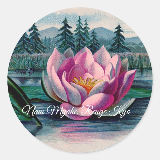 Lotus Nam Myoho Renge Kyo Buddhist Runder Aufkleber (Vorderseite)