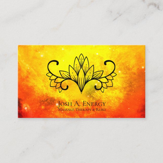 *~* Lotus-Nebelfleck-Universum-Goldorangen-Galaxie Visitenkarte (Vorderseite)