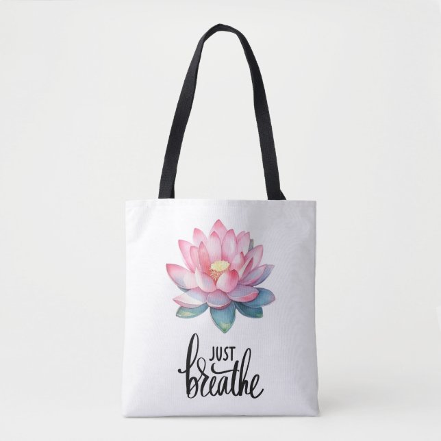 LOTUS NUR BREATHE LEINWAND TOTE BAG TASCHE (Vorderseite)