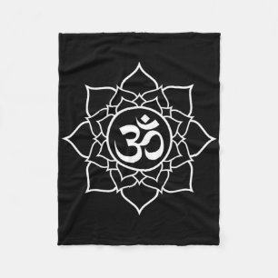 Lotus Ohm Om Symbol Yoga Anfänger Meditation Desi Fleecedecke