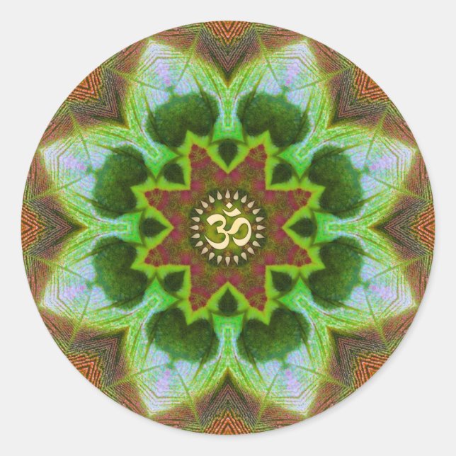 Lotus Om Mandala Geometric Art Plate Runder Aufkleber (Vorderseite)