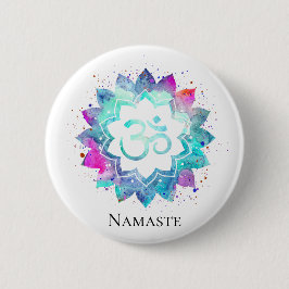 *~* Lotus OM OM Symbol Wasserfarbe Mandala Button