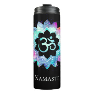 *~* Lotus OM OM Symbol Wasserfarbe Mandala Thermosbecher