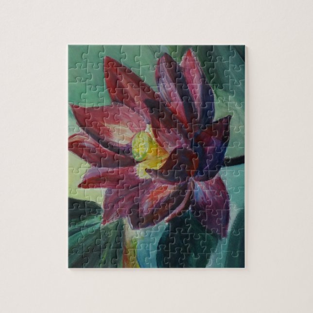 Lotus Painting Flower Puzzle photo avec boîte cade (Vertical)