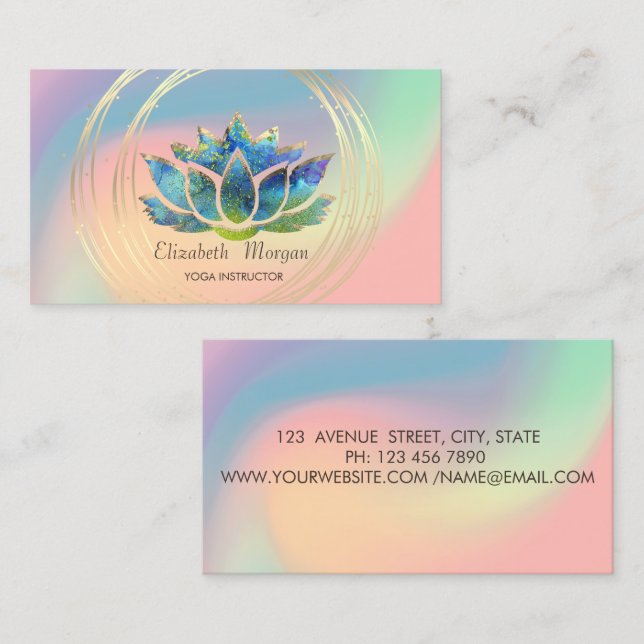 Lotus Pastel Holographic Visitenkarte (Vorne/Hinten)