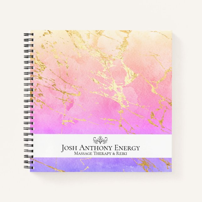 *~* Lotus Pastell Pink Peach Universe Gold AP3 Notizbuch (Vorderseite)