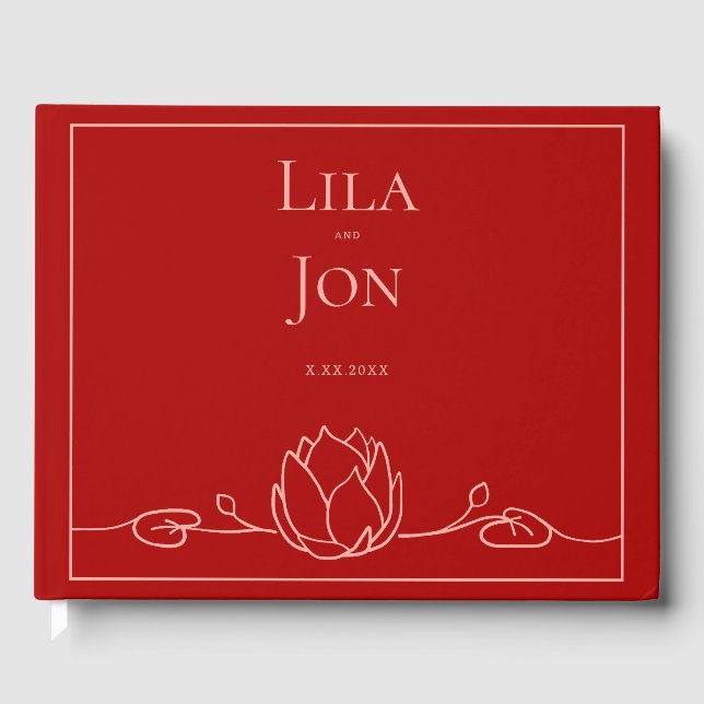 Lotus Personalisiert Wedding Guestbook Gästebuch (Vorderseite)